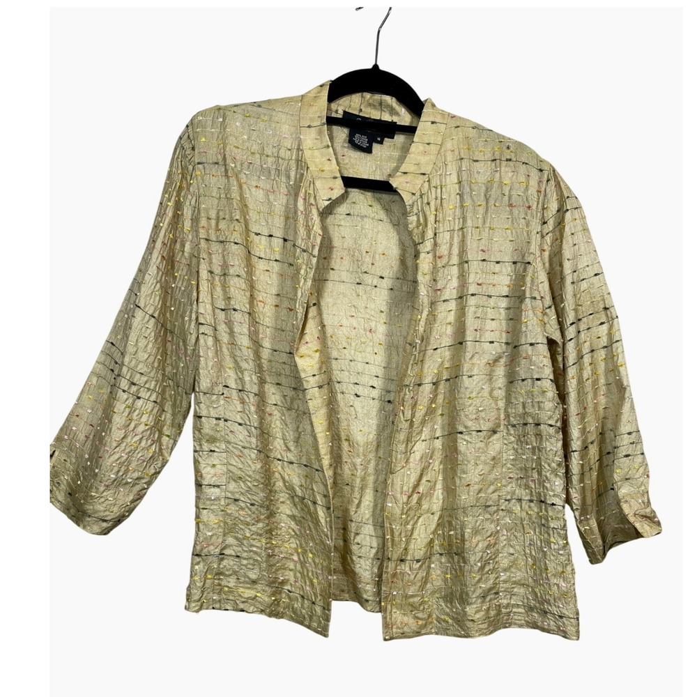 Peck & Peck Collection Silk Blend Women Blazer‎ Jacket Multicolor Sz 16 Career